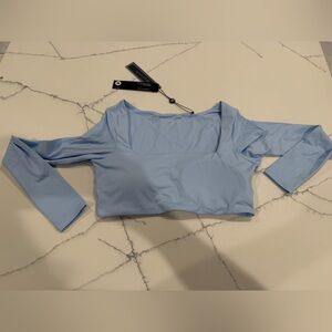 YoungLA Powder Blue Long Sleeve Stretch Crop Top